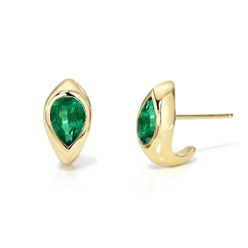 Minimal gem earrings-Emerald Reverse Pear Stuggies