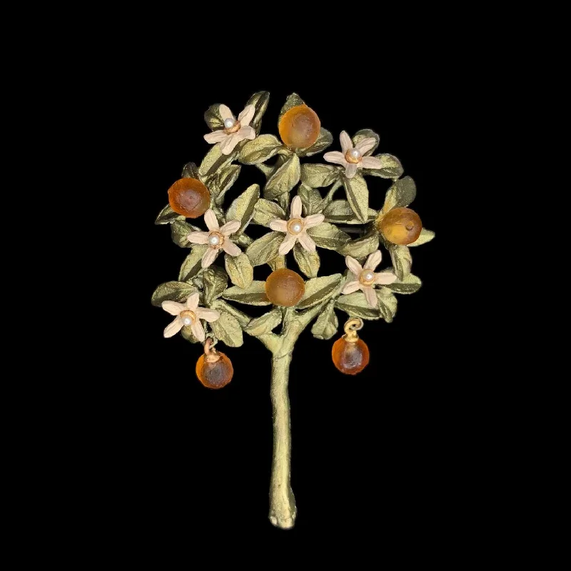 Sleek modern brooch-Dainty Orange Blossom Brooch