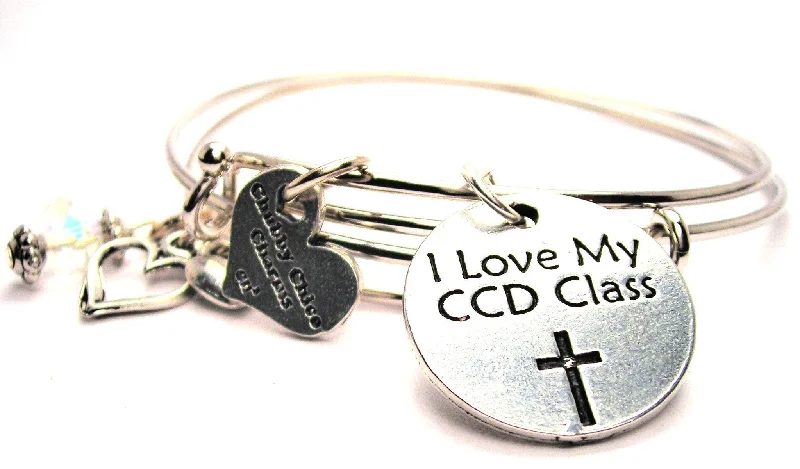 Surf theme bangles-I Love My Ccd Class Expandable Bangle Bracelet Set