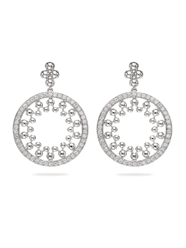 Topaz stud earrings-Circus White Gold Diamond Drop Earrings