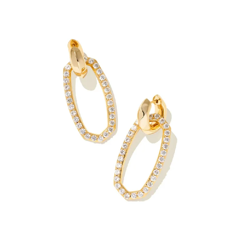 Woven silk earrings-Kendra Scott Danielle Convertible Link Earrings in White Crystal