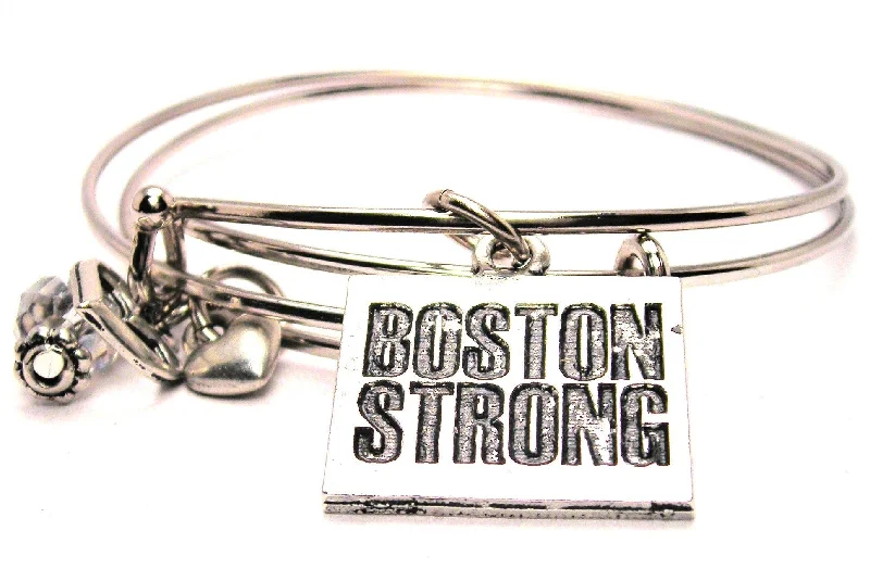 Flex cord bangles-Boston Strong Expandable Bangle Bracelet Set