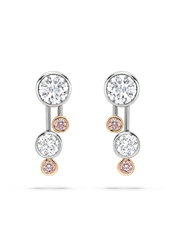 Quirky pair earrings-Raindance Pink Diamond Drop Earrings