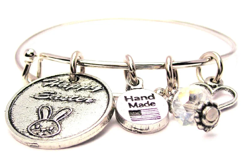 Solid chain bangles-Happy Easter Bangle Bracelet