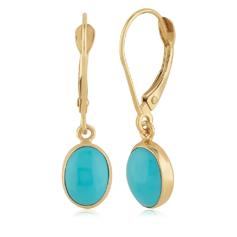 Onyx stone earrings-14k Gold Turquoise Drop Earrings