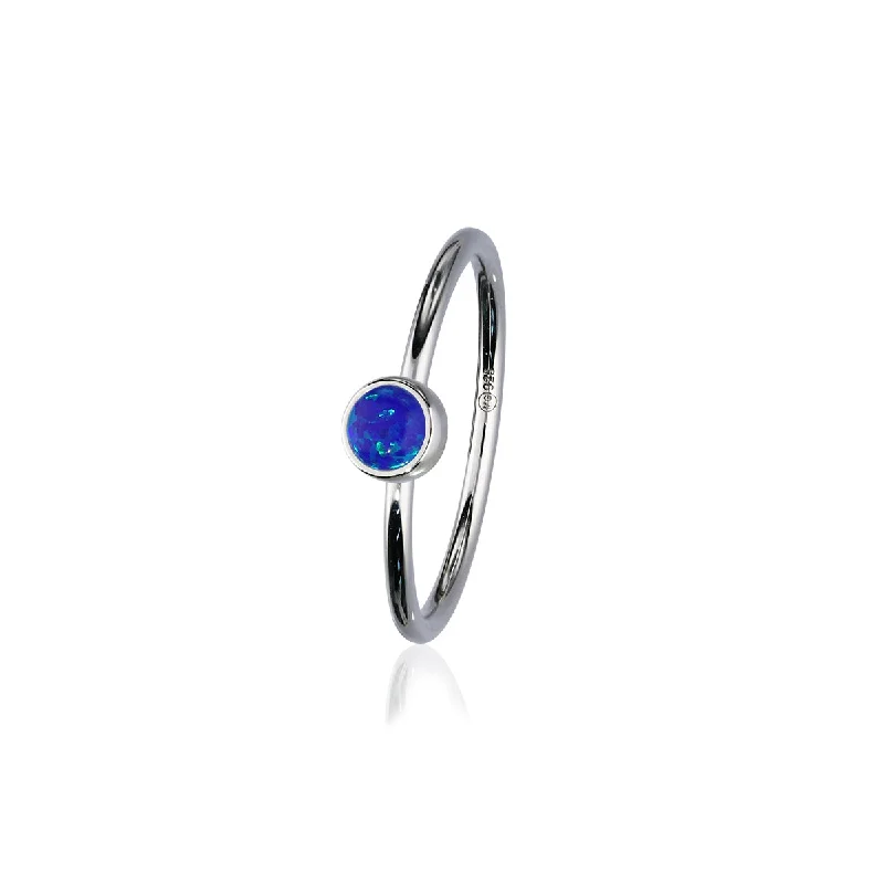 Pure modern rings-Indie Silver Stone Ring - Dark Blue Opal Flake FSR 2