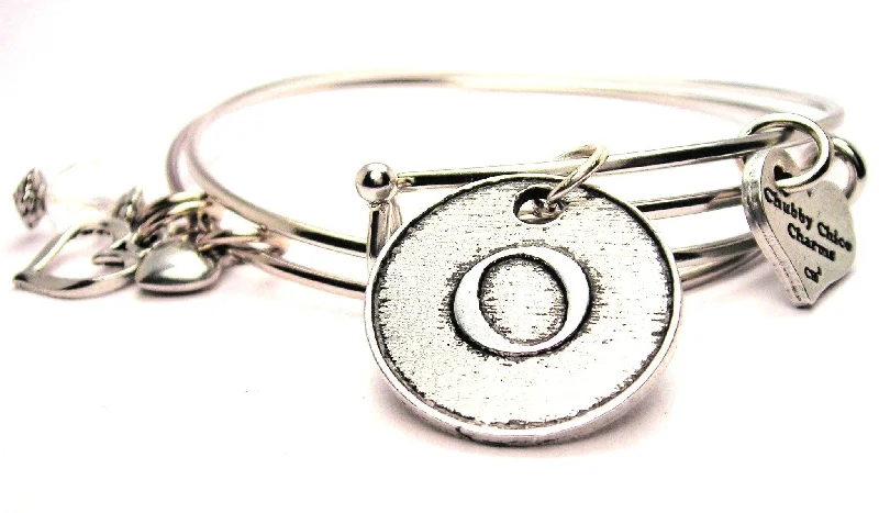 Pure eternity bangles-Initial O Circle Expandable Bangle Bracelet Set