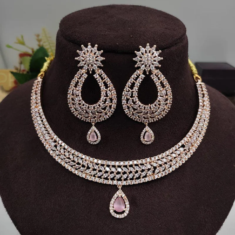 Wide weave necklaces-Manisha Jewellery Gold Plated AD Stone Necklace Set