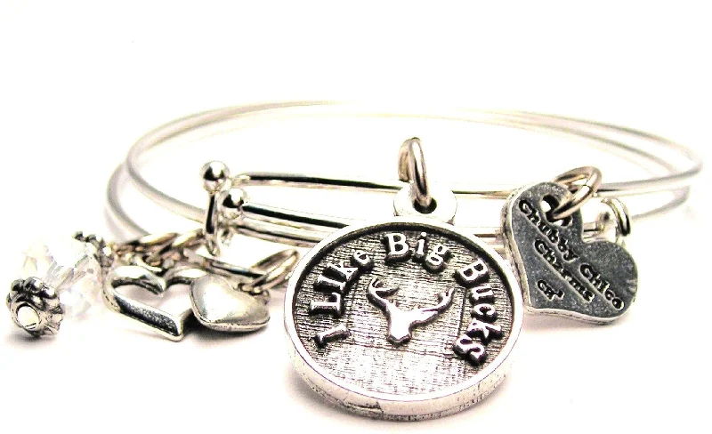 Carved charm bangles-I Like Big Bucks Expandable Bangle Bracelet Set