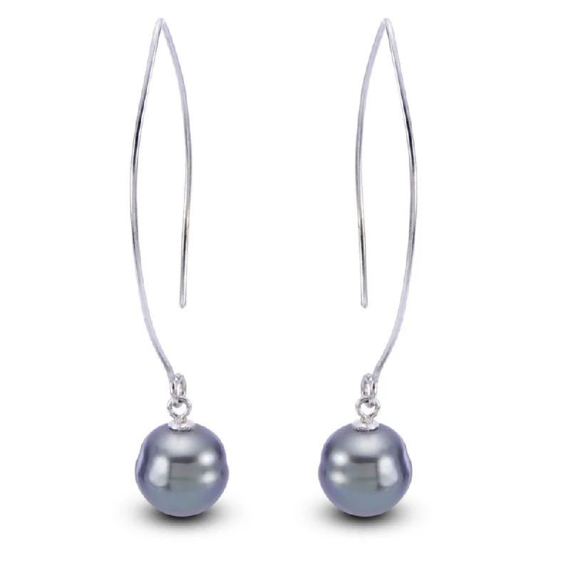 Worn bronze earrings-Sterling Silver Tahitian Pearl Earrings