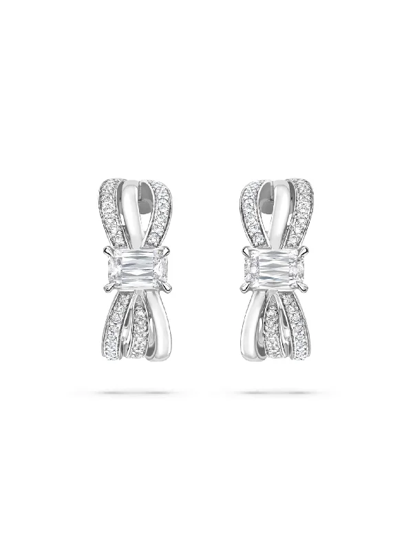 Oval studs earrings-Ribbons Platinum Ashoka Diamond Earrings