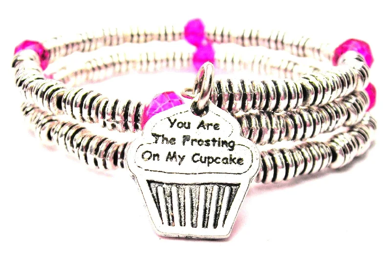 Bold geometric bangles-Cupcake Shaped You Are The Frosting On My Cupcake Curly Coil Wrap Style Bangle Bracelet