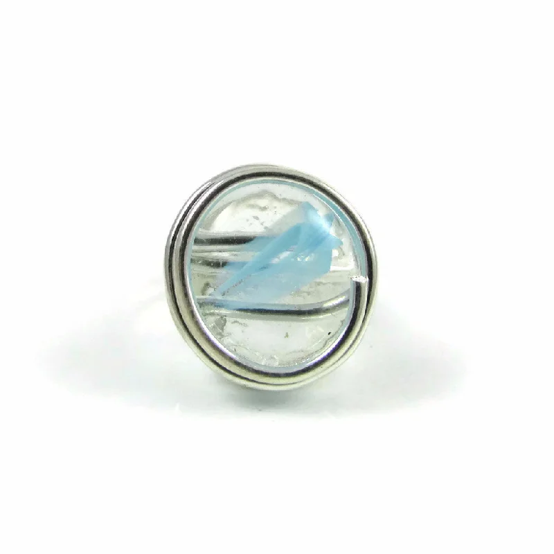 Antique promise rings-Infinity Glass Ring - Sky Blue Stripe