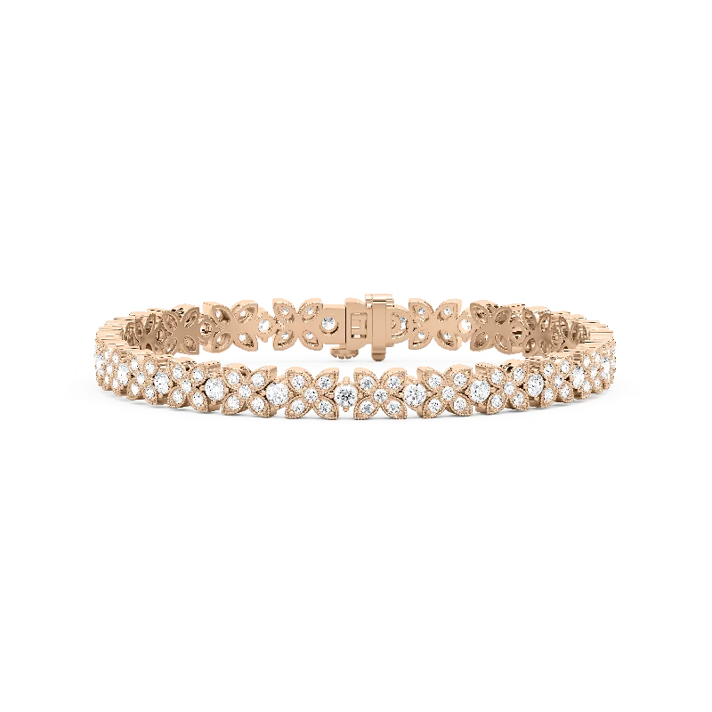 Alloy metal bangles-Floral Tennis Bracelet