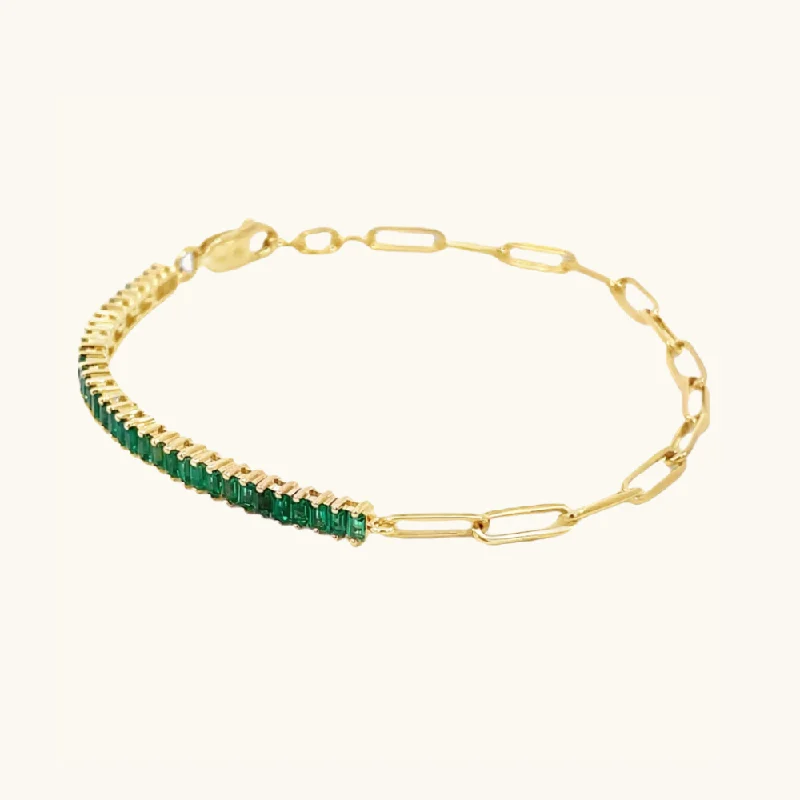 Flat twist bangles-Emerald Linked Up Chain Bracelet