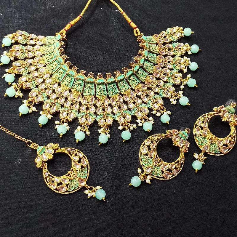 Dual gem necklaces-Manisha Jewellery Gold Plated Choker Necklace Set