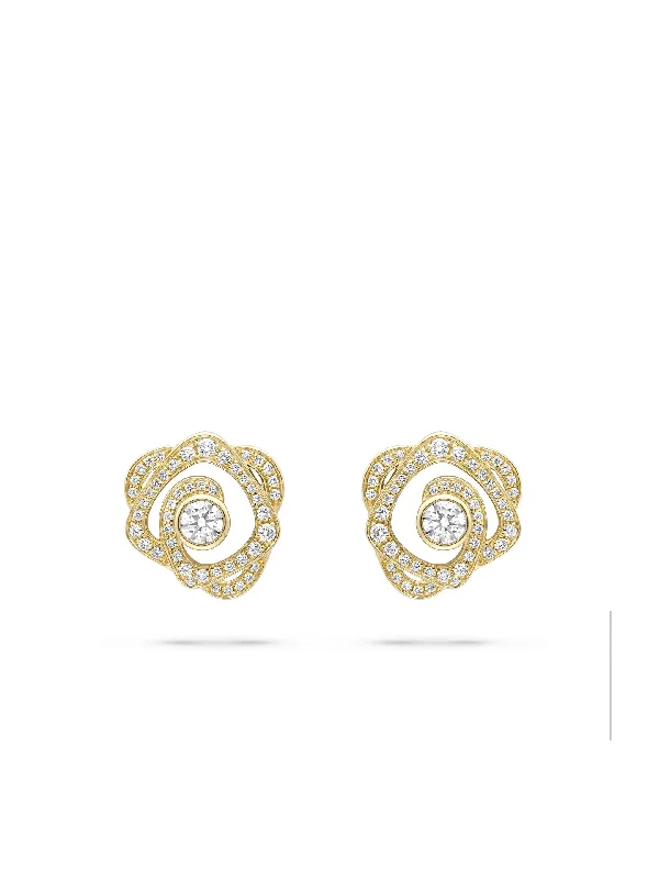 Oval dangle earrings-Maymay Rose Large Yellow Gold Diamond Earrings