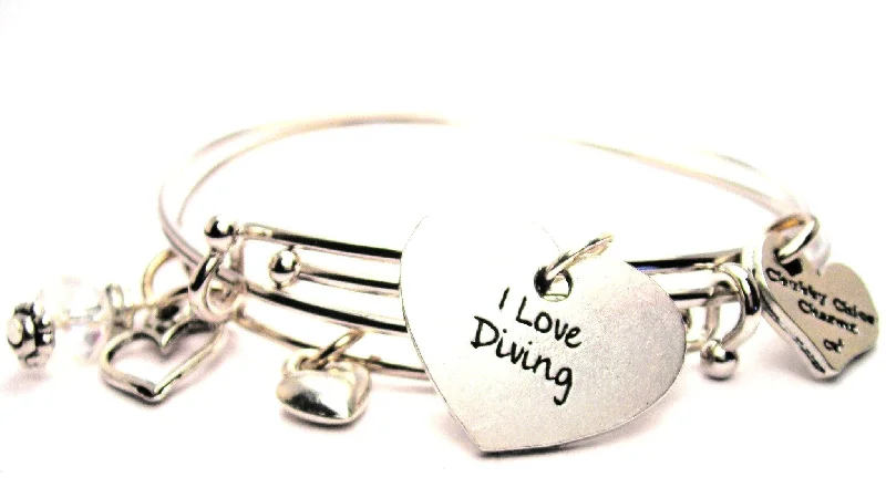 Lily motif bangles-I Love Diving Expandable Bangle Bracelet Set