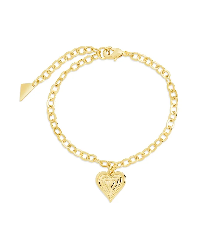 Leaf design bangles-Beating Heart Charm Bracelet