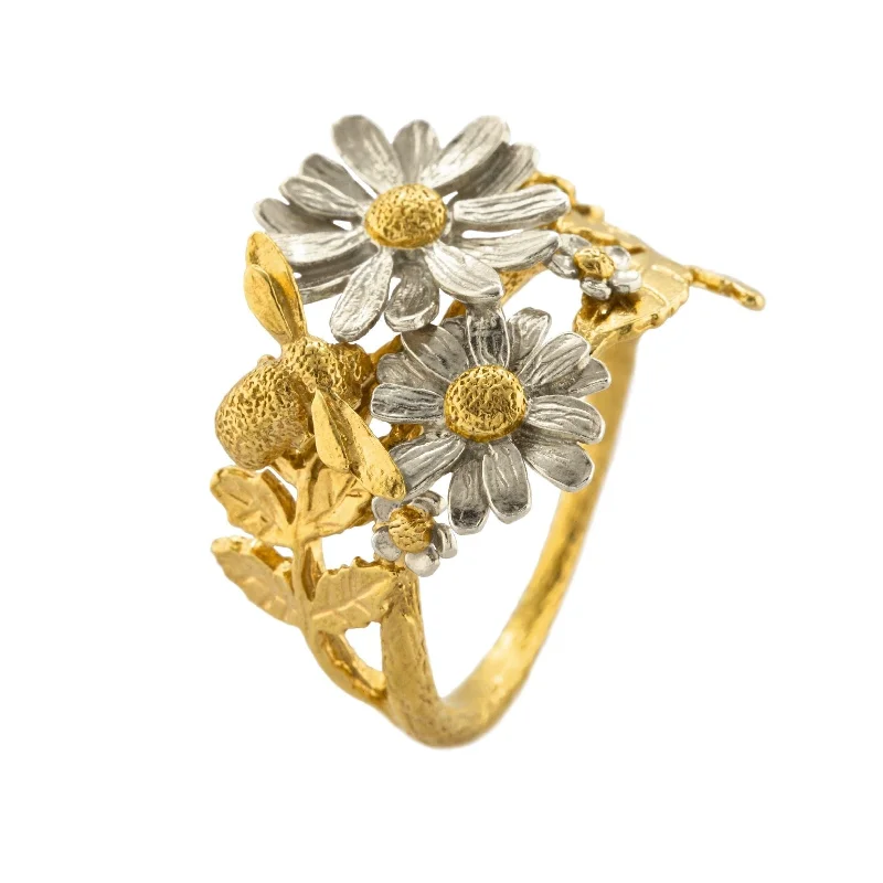 Fine pearl rings-Alex Monroe Posy Bloom Bee Ring