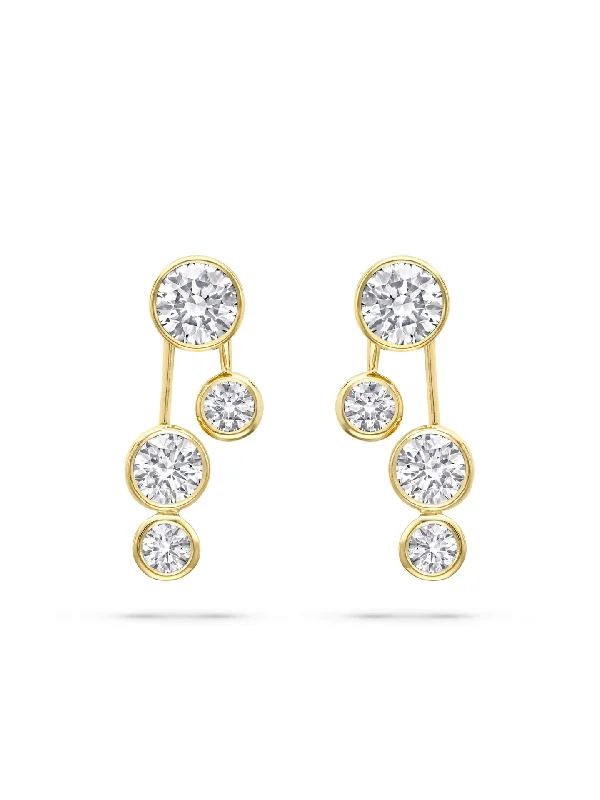 Wide tier earrings-Raindance Large Detachable Double Drop Yellow Gold Earrings