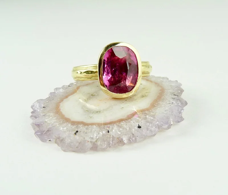 Vibrant enamel rings-Rubellite Tourmaline Ring