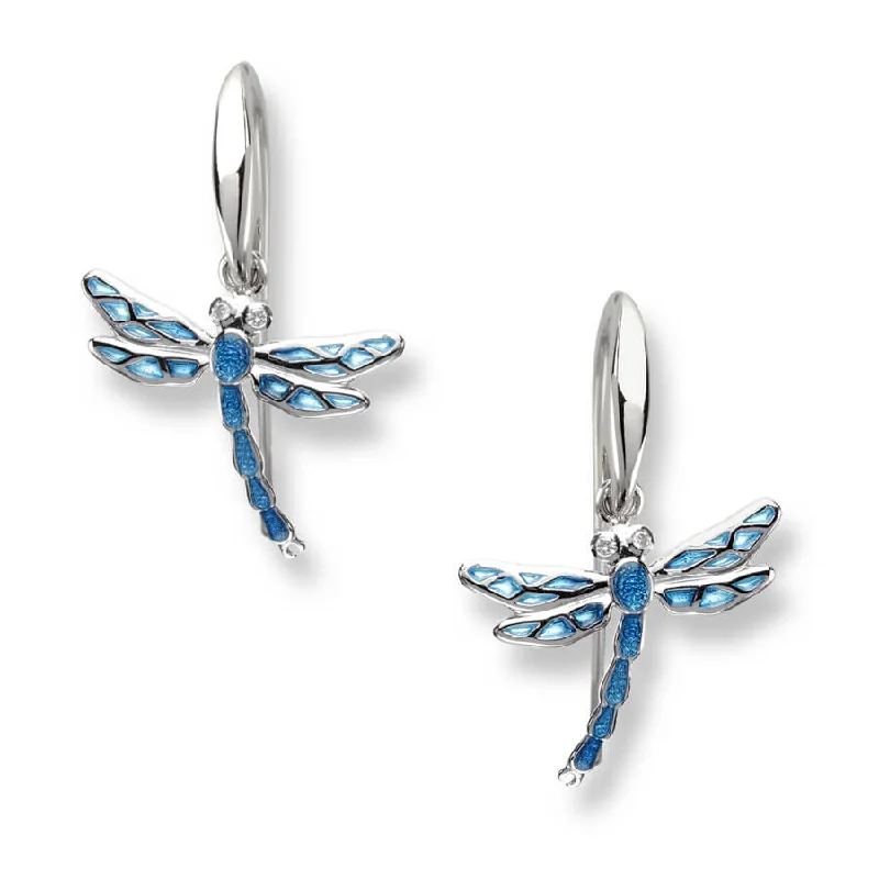 Subtle gem earrings-Nicole Barr Blue Dragonfly Wire Earrings