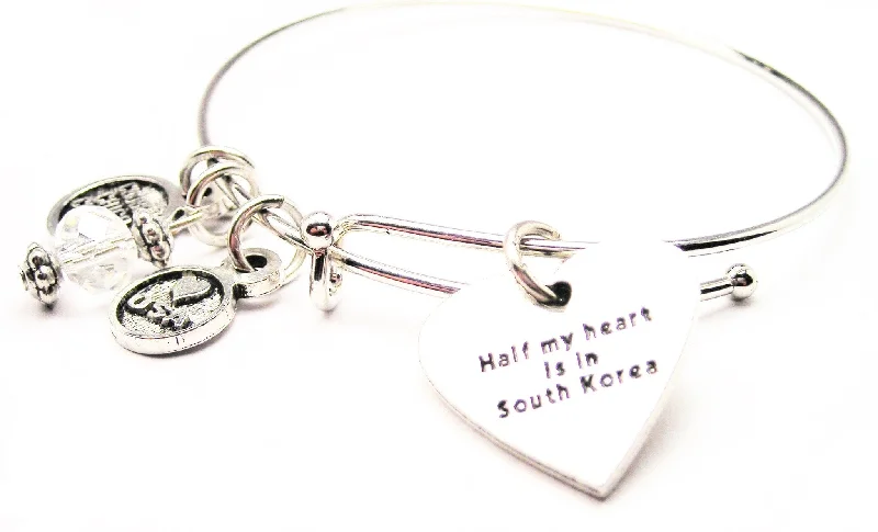 Tight clasp bangles-Half My Heart Is In South Korea Expandable Bangle Bracelet