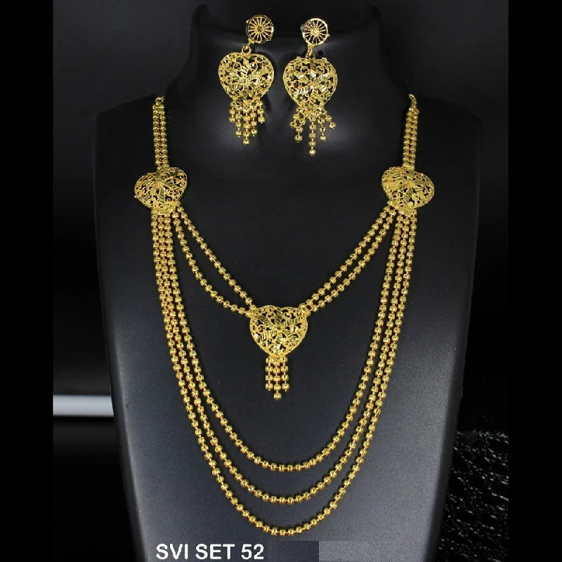 Frosted bead necklaces-Mahavir Forming Gold Necklace Set - SVI SET 52