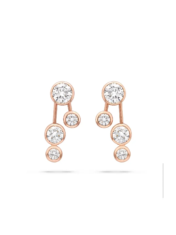 Thick stud earrings-Raindance Large Detachable Double Drop Rose Gold Earrings