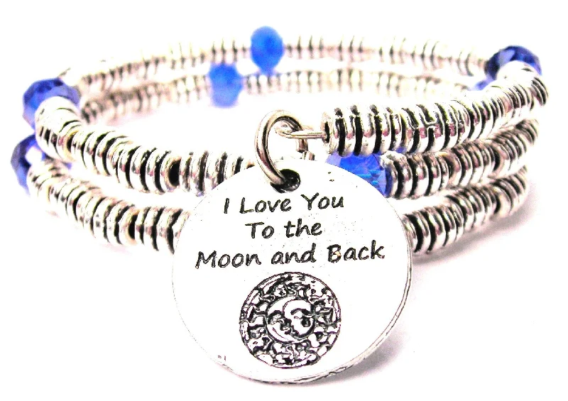 Alloy weave bangles-Celestial I Love You To The Moon And Back Curly Coil Wrap Style Bangle Bracelet