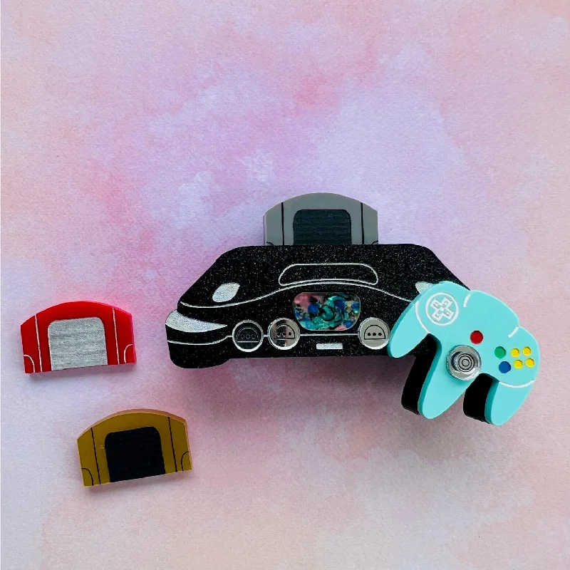 Glossy enamel brooch-Black Game Console Brooch (Interactive!)