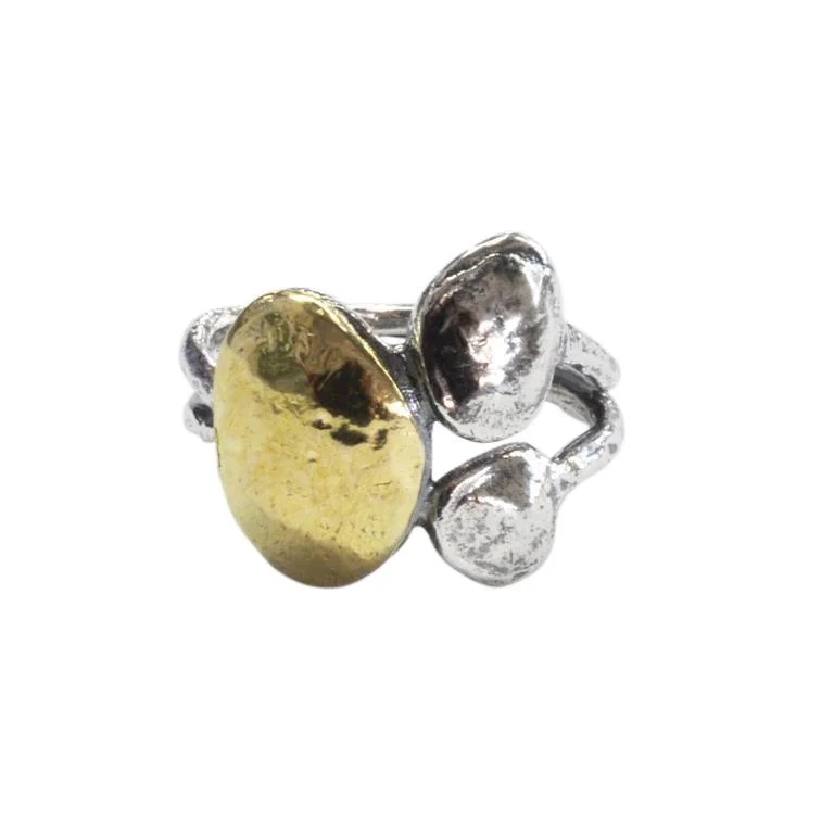 Radiant star rings-Saphirim Gold Plated Pebble Ring