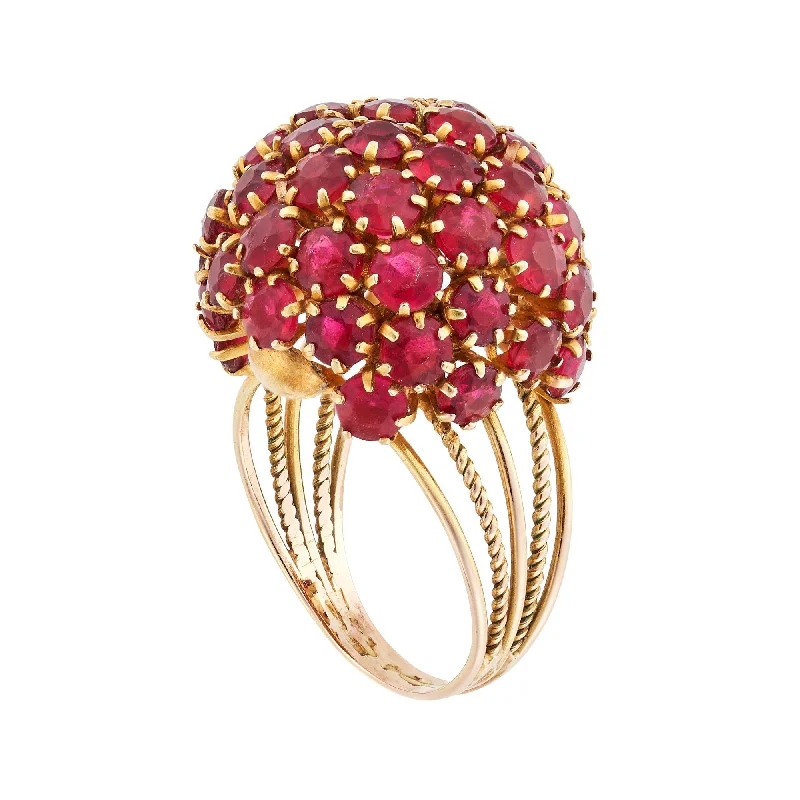 Warm clay rings-Vintage 1960s Ruby Cocktail Ring