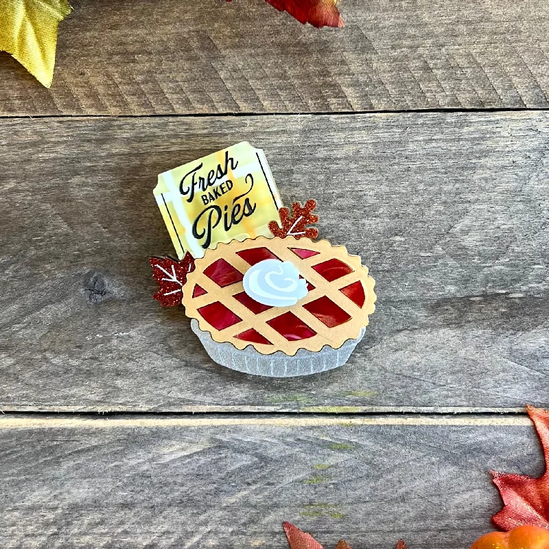 Petal carved brooch-Fresh Baked Apple Pie Brooch