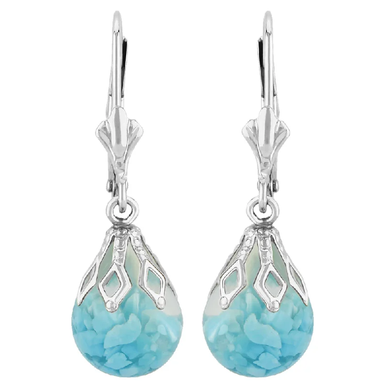 Swirl drop earrings-Silver and Turquoise Drop Earrings