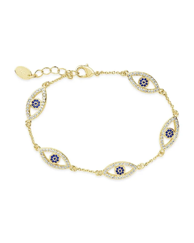 Alloy weave bangles-Evil Eye Bracelet with CZ