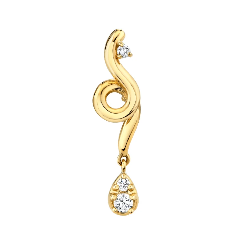 Bamboo motif earrings-Enigma Drop Stud with 3 Diamonds