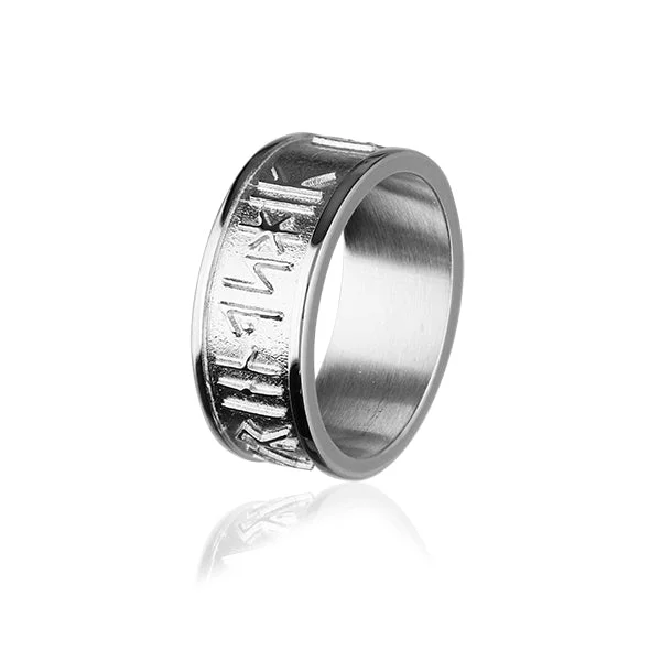 Sapphire stone rings-Runic Silver Ring XR236