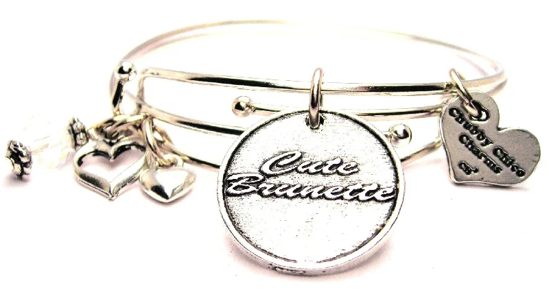 Tight clasp bangles-Cute Brunette Expandable Bangle Bracelet Set