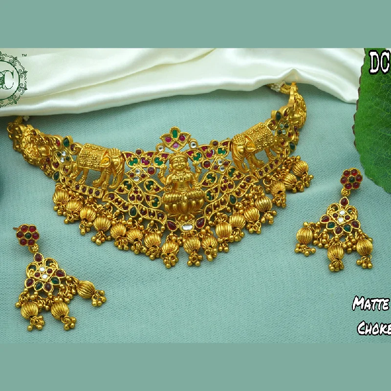 Multi-link necklaces-Diksha Collection Gold Plated Choker Necklace Set