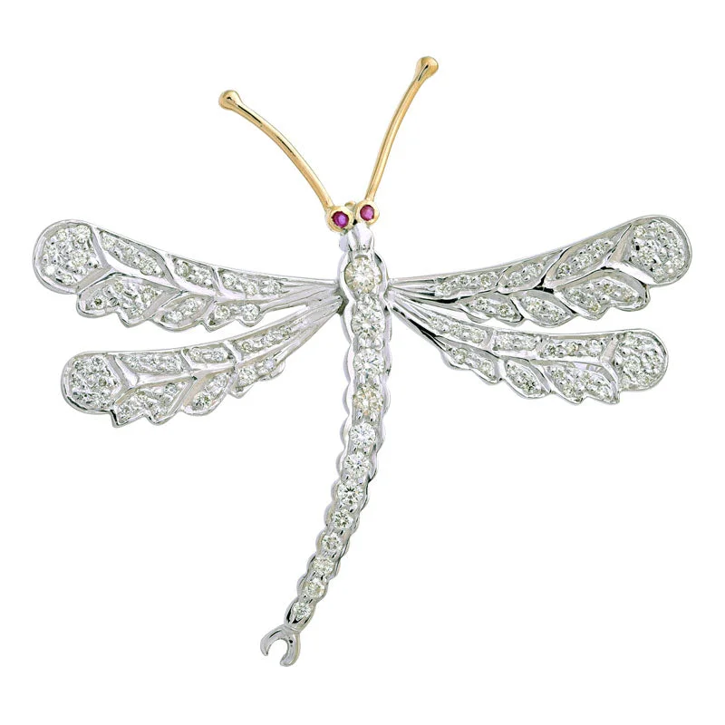 Crystal-twist brooch-Brooch-Ruby and Diamond