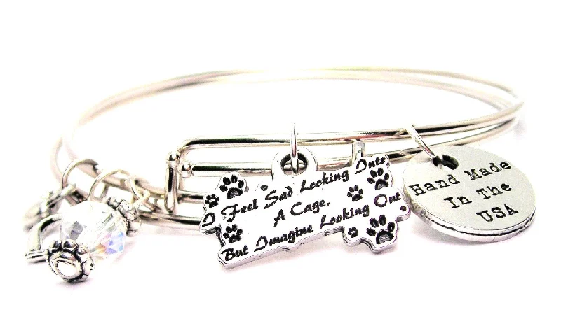 Astro charm bangles-I Feel Sad Looking Into A Cage But Imagine Looking Out Expandable Bangle Bracelet Set