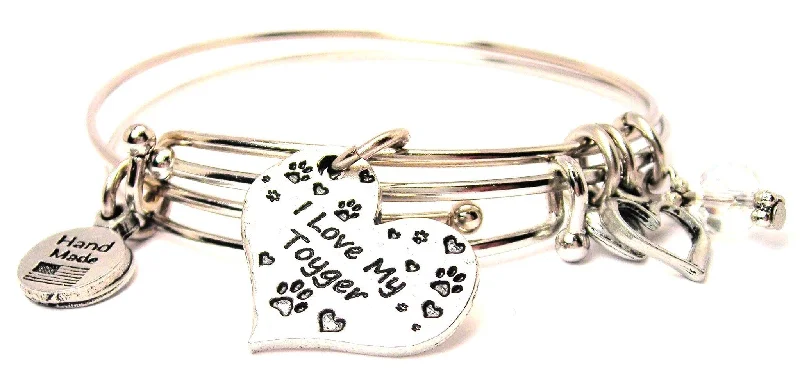 Fox charm bangles-I Love My Toyger Heart Expandable Bangle Bracelet Set