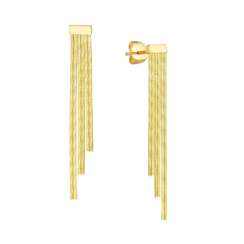 Thick hoop earrings-14k Gold Triple Snake Chain Earrings