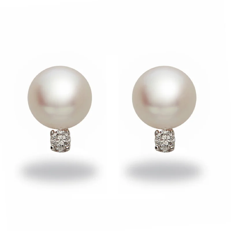 Cultured pearl earrings-Tara Akoya Pearl and Diamond Stud Earrings