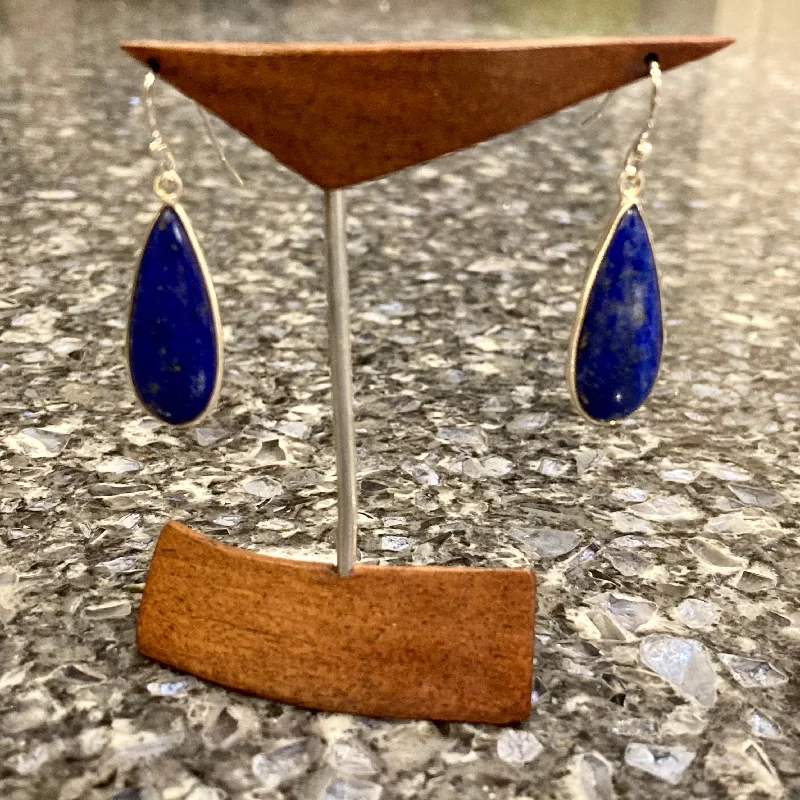 Thick stud earrings-Lapis Teardrop Sterling Silver Earrings