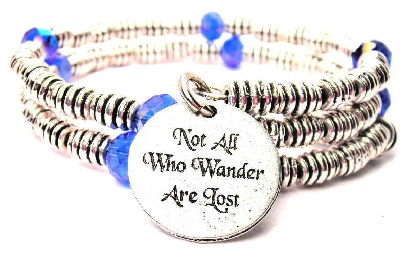 Multi-stone bangles-Not All Who Wander Are Lost Curly Coil Wrap Style Bangle Bracelet