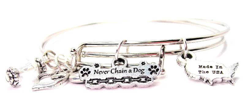 Sleek design bangles-Never Chain A Dog Expandable Bangle Bracelet Set