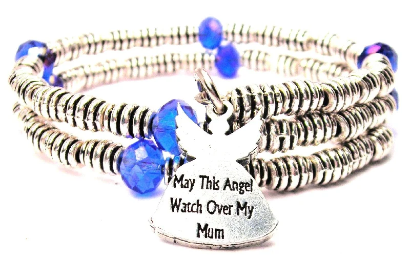 Yarn fringe bangles-May This Angel Watch Over My Mum Curly Coil Wrap Style Bangle Bracelet